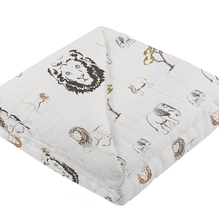Newcastle Classics - Wholesale Bedding Blanket - Kids & Baby - Hear Me Roar Lion and Rhinos and Elephants Newcastle Blanket