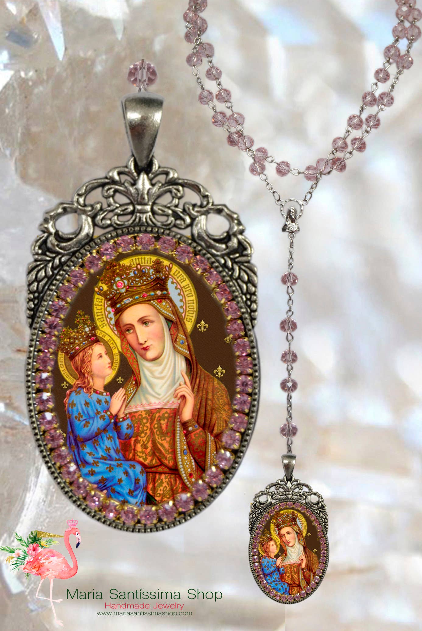 MariaSantissimaShop – Großhandel Kette mit Anhänger/Charm – Saint Anne — Rosenkranz - Patronin der kinderlosen Menschen; Kinder; Hausfrauen; Hausfrauen; Bergleute; Mütter; Armut; Schwangerschaft & Sterilität2