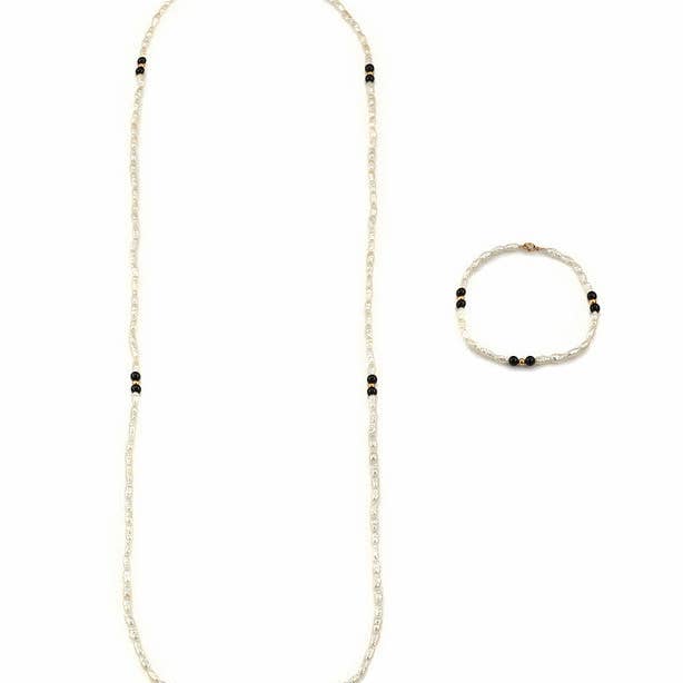 Endless Pearls Necklace & Bracelet Set for wholesale by AlkemeGold