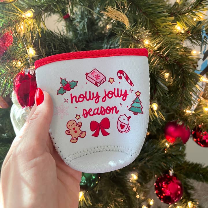 Illie Millie Designs - Wholesale Drink Huggers & Koozies - Holly Jolly Season Coffee Sleeve- 16oz Drink Koozie 3