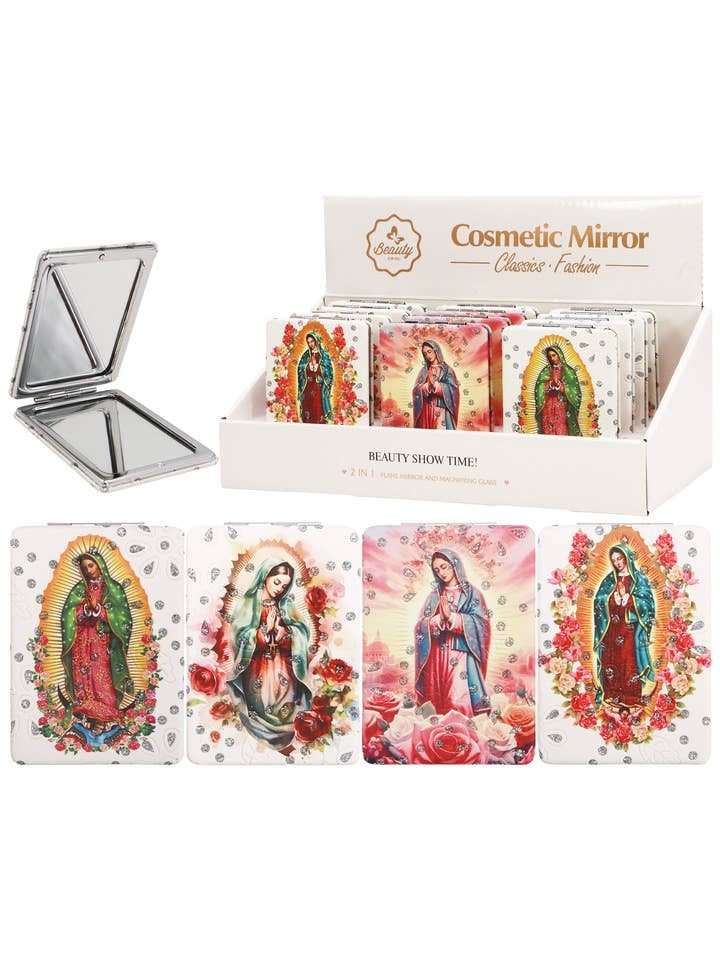Guadalupe Glitter Compact Makeup Mirror - 12 Pcs for wholesale by Cap Zone