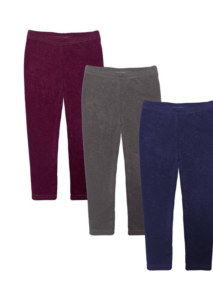 3 Pack Toddler Fleece Brushed Lined Stretch Leggings for wholesale by I-Wear Brands