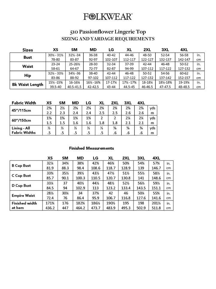 Folkwear - Wholesale Blouse - Women's - 510 Passionflower Lingerie Top - Sewing Pattern10