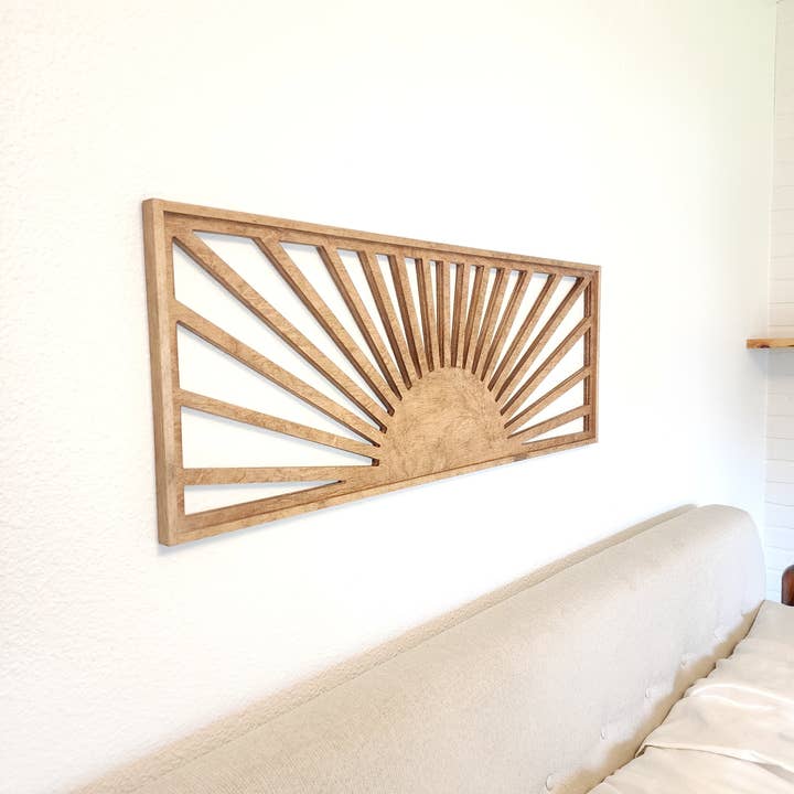 The 19th Collective - Wholesale Wall Sign - Framed Wood Sunburst Wall Art – Boho Home Decor2