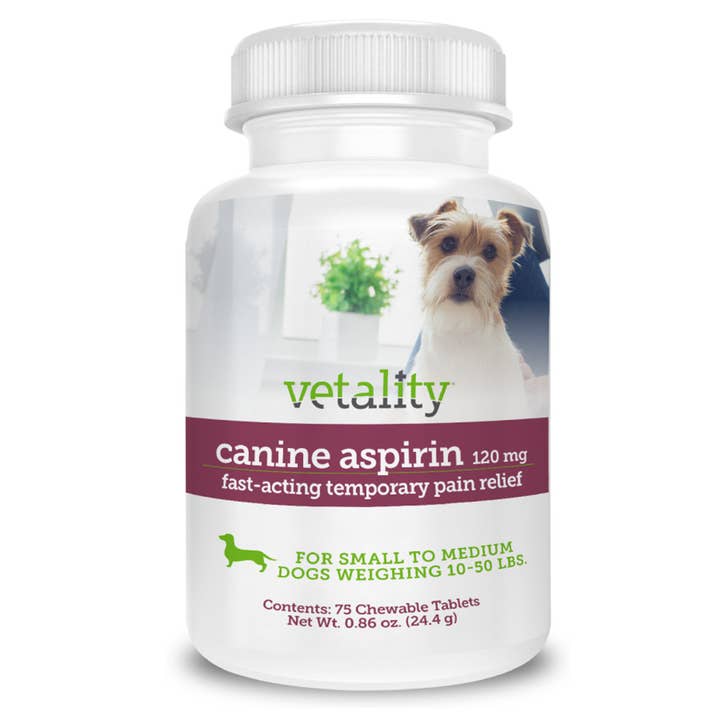 Petdropshipper - Wholesale Pet Supplement - Dog - Vetality Canine Aspirin Chewable Tables 120mg 1ea/75 ct