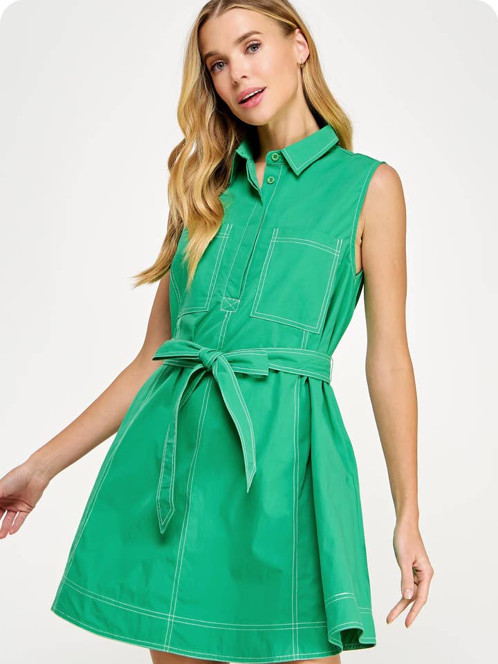 Contrast Top Stitch Mini Shirt Dress for wholesale by Strut & Bolt
