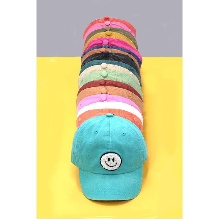 JOSSLYN by wall to wall - Wholesale Baseball Cap - Women's - WASHED SHERPA HAPPY FACE BASEBALL CAP 40HW70318