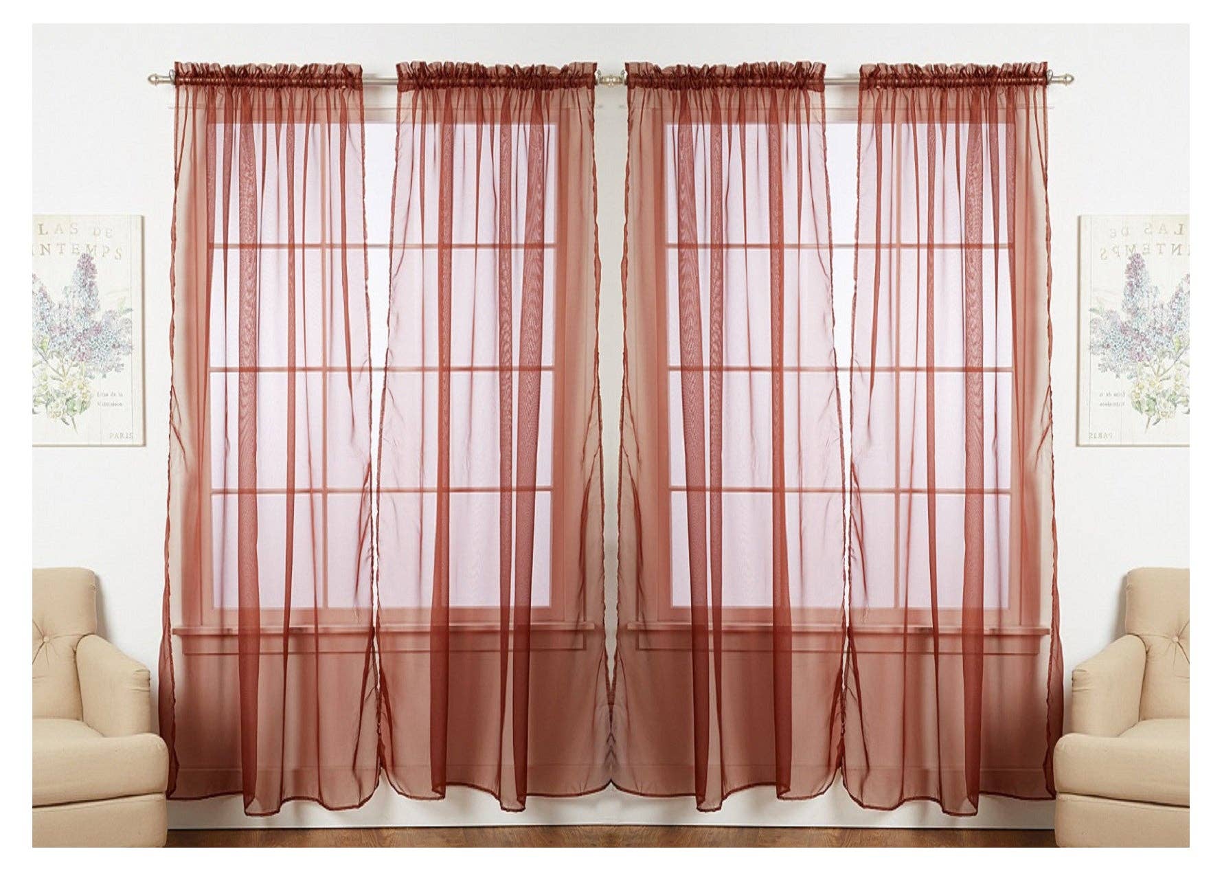 J&V TEXTILES - Vente Rideaux - J&V TEXTILES Lot de 4 panneaux de rideaux de fenêtre transparents12