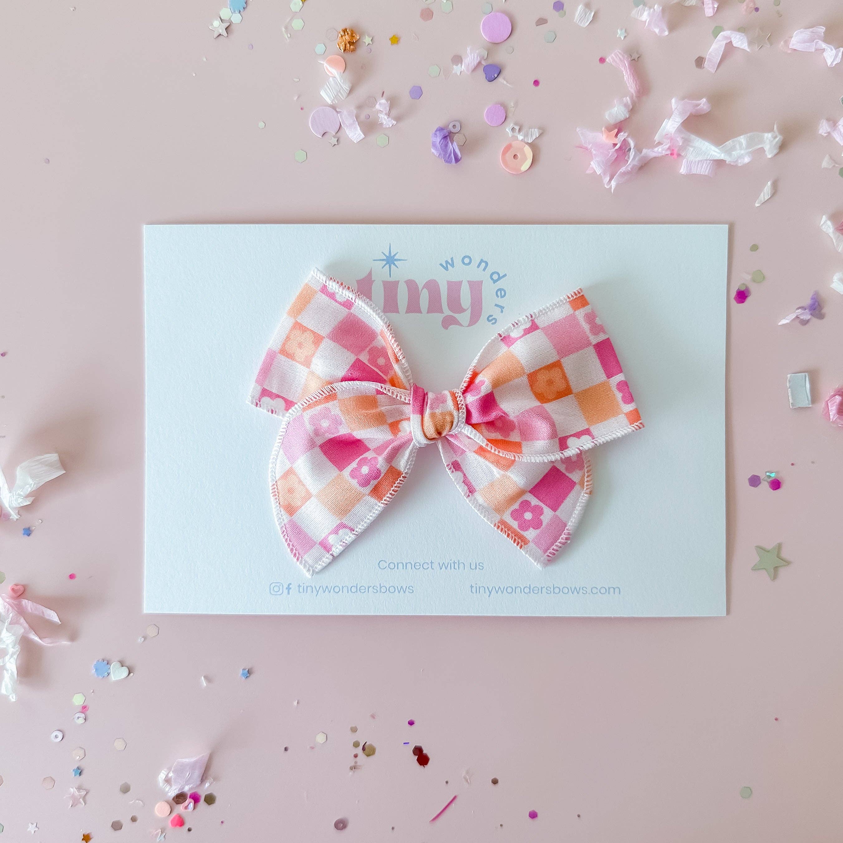 Tiny Wonders Bows - Wholesale Hair Bow - Kids - Floral Checkered3
