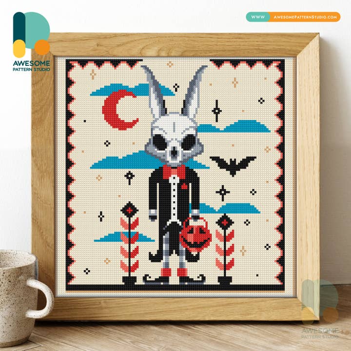 DS2001-120x120 Halloween Bunny, Diamond Painting Kit for wholesale by Awesome Pattern Studio