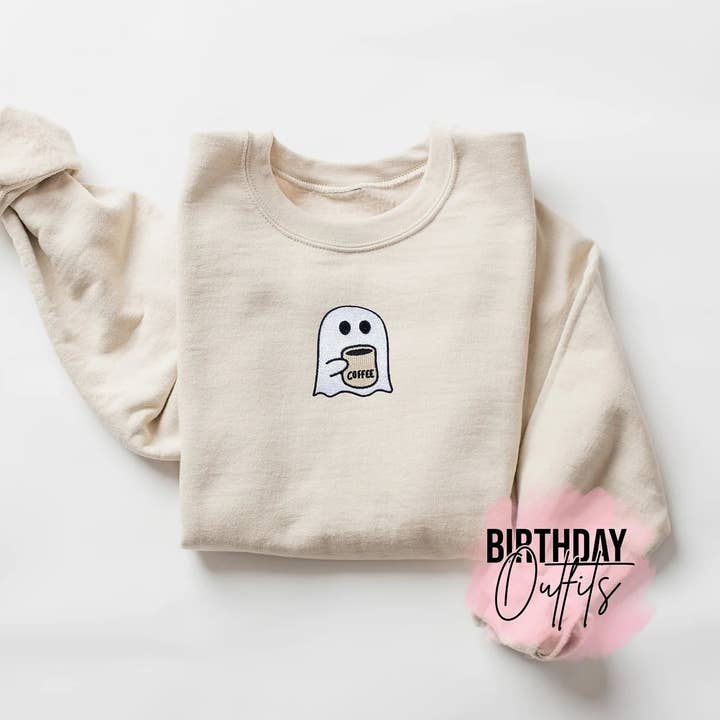 Coffee Halloween embroidered sweatshirts, Halloween crewnecks, Horror shirts, embroidered sweatshirts for wholesale by BIRTHDAY OUTFITS