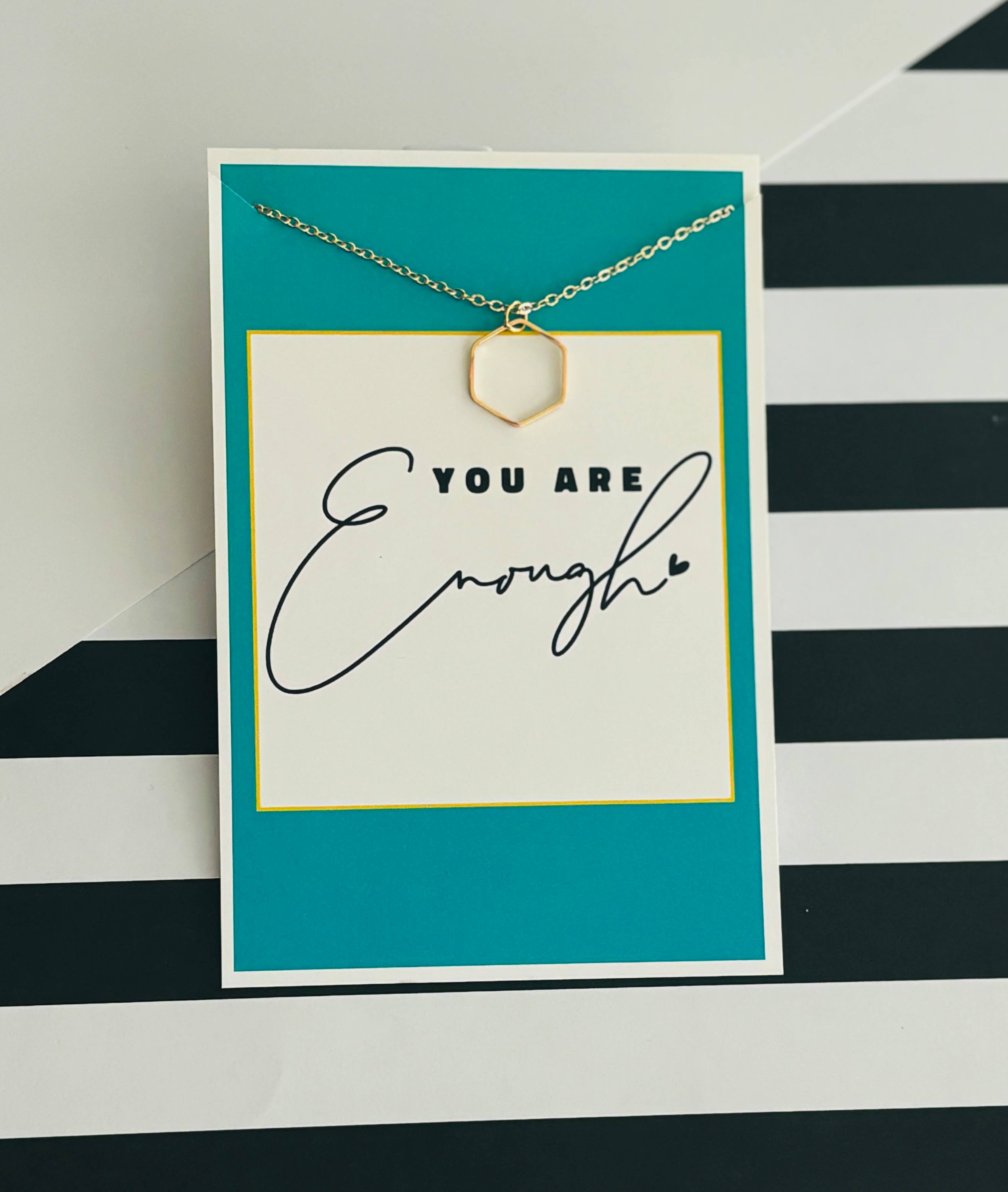 Peddle Your Paper - Venta al por mayor Conjunto de papelería y tarjetas - Collar inspirador y tarjeta de papelería «You Are Enough»