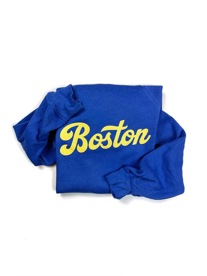 Heather Royal Blue Boston Sweatshirt for wholesale on Faire