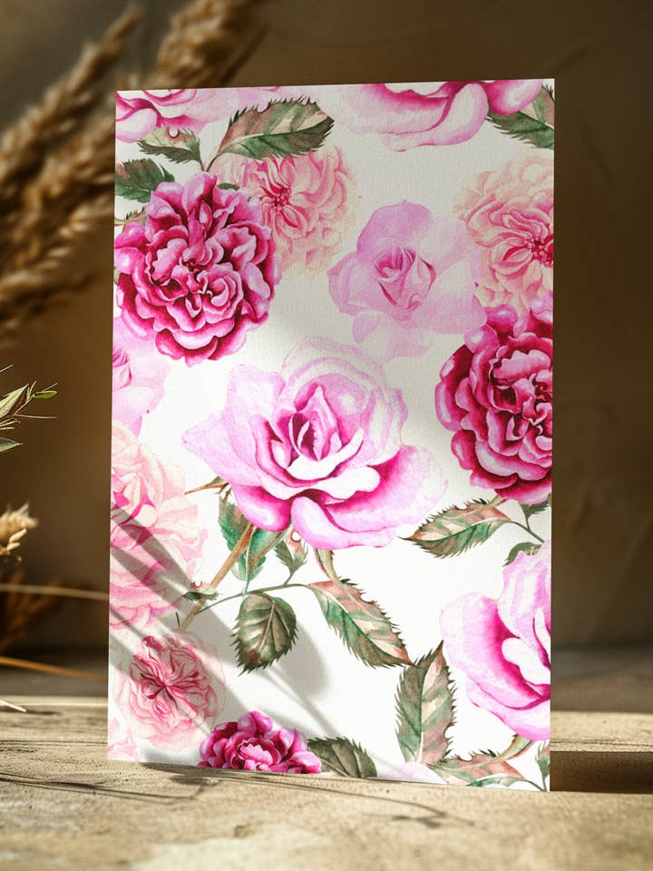 Ensemble de cartes de vœux Rose Rose pour la vente par Prickly Petal Boutique