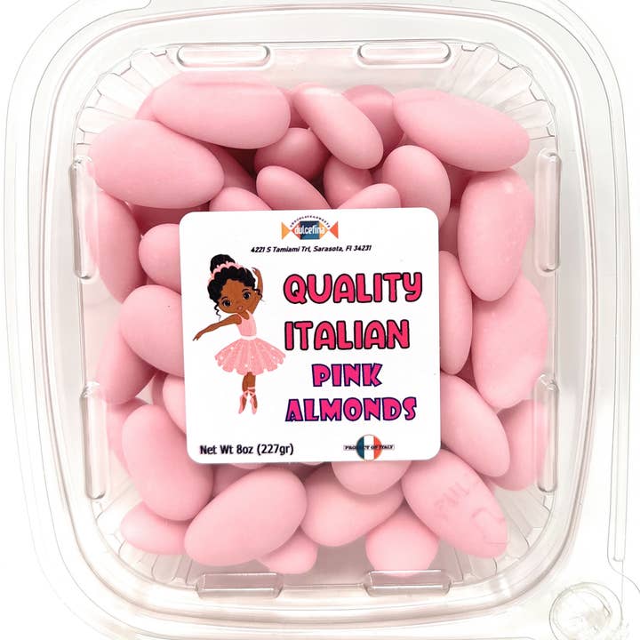 Dulcefina Chocolate and Sweets - Wholesale Hard Candy - Italian Almonds, Thin Shell Pink Confetti 8oz Tub0