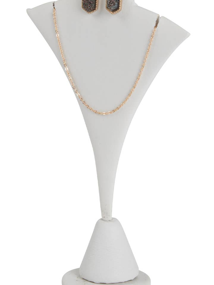 6" White Faux Leather Fan-Shaped Earring/Necklace Display for wholesale by Store Supply Warehouse