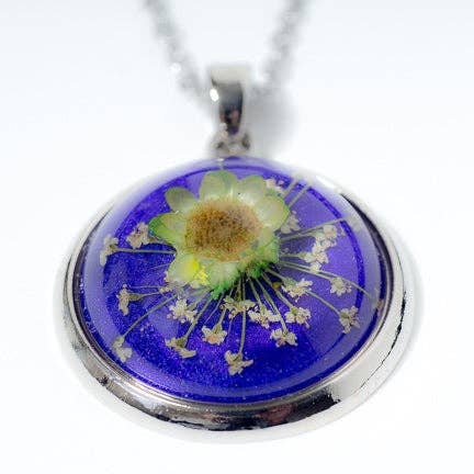 Halskette Orb Lila-Grün für den Großhandel von Hanami Real Flower Jewelry
