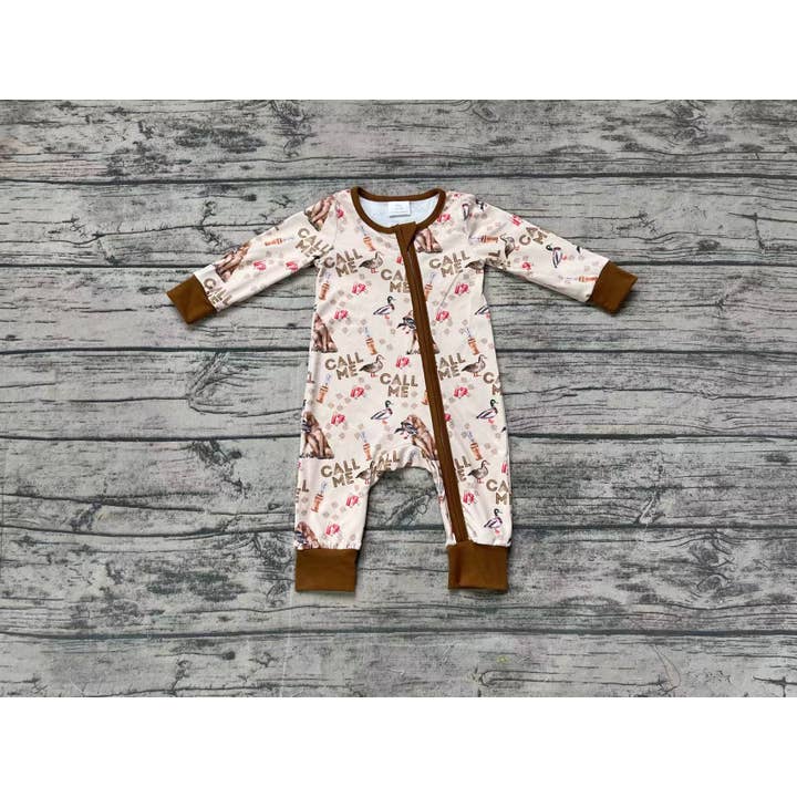 Aier Wholesale - Wholesale Jumpsuit - Baby - Baby Infant Boys Duck Call Me Hunting Bamboo Zip Rompers