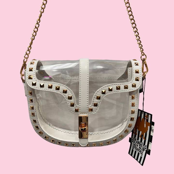 Camel Threads - Wholesale Crossbody Bag - Women's - White and gold clear crossbody purse