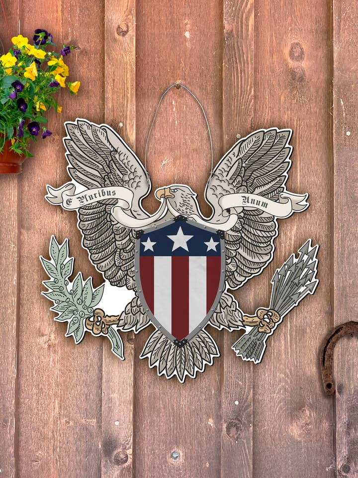 Pendurador de Porta com Brasão Americano por atacado de Steel Southern Designs