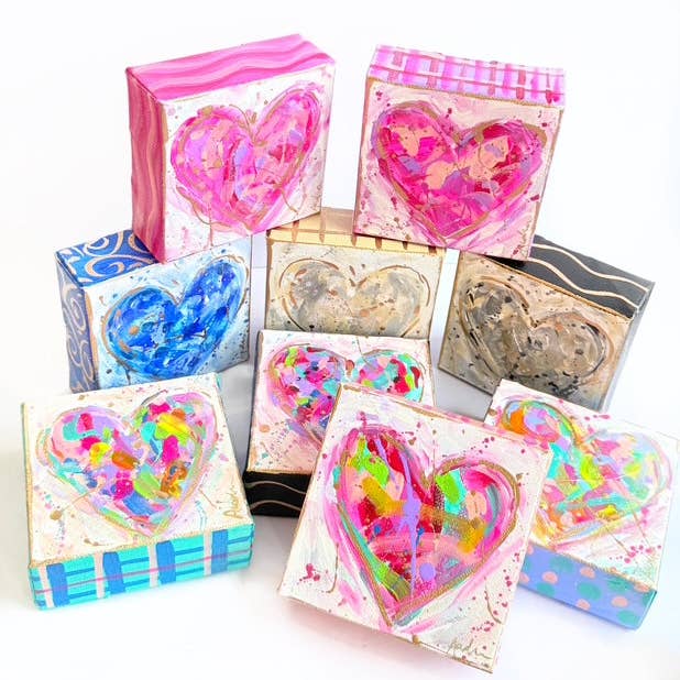 Hand Painted Original Heart Canvas - Valentine's Day Painting Gift for wholesale by Audra Style