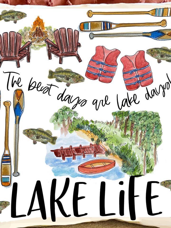 Collage Style Lake Double Sided Pillow for wholesale by Happy By Rachel, LLC