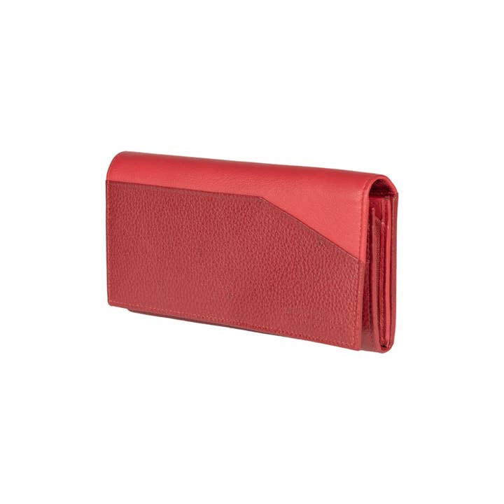 RB12129V | Damesportemonnee van volnerfleer, dollarnerf/licht. Kleur Rood. RFID-bescherming. Afmetingen gesloten: 18,5 x 10 x 3 cm. Verpakking: Cadeaudoos bodem/deksel voor wholesale door Kaili mood / RENATO BORZATTA - Italy since 1978 -
