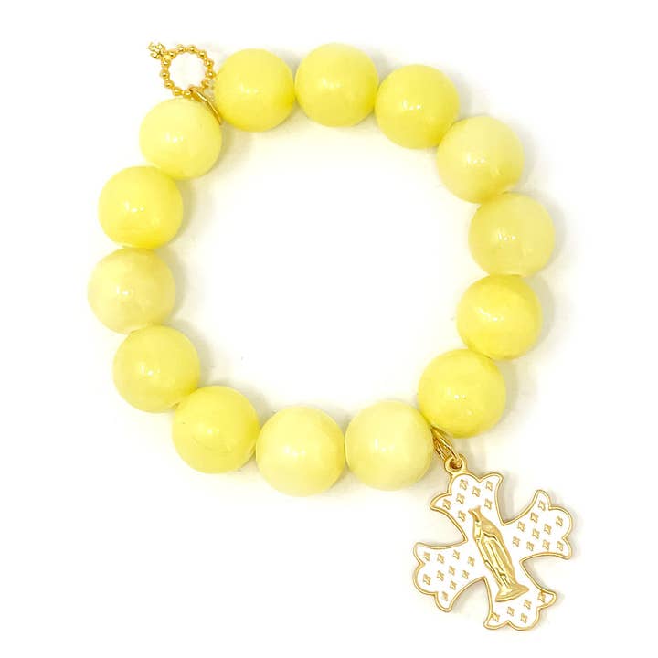 Limonada Jade com Cruz de Maria Esmaltada Branca por atacado de PowerBeads by jen