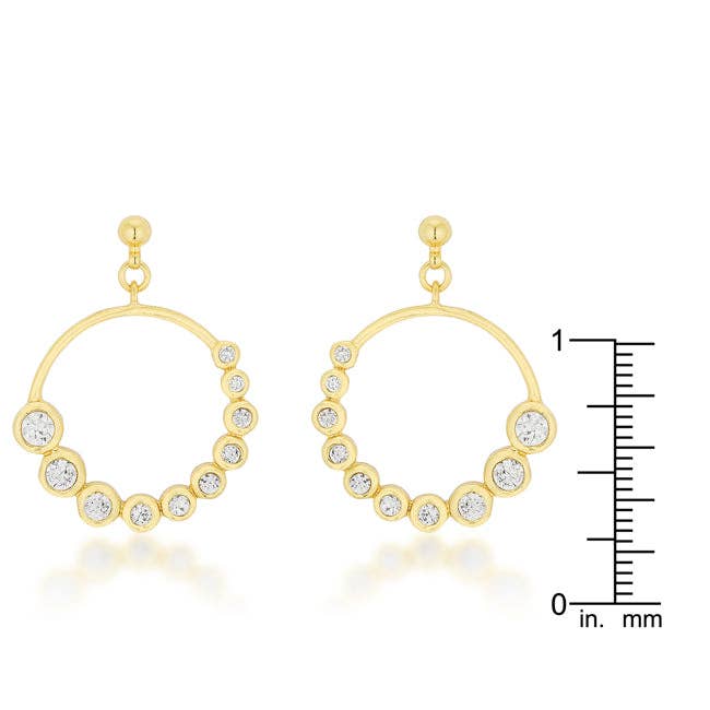 JGoodin - Vente Boucles d'oreilles pendantes - Boucles d'oreilles rondes en zircone cubique graduée dorée2