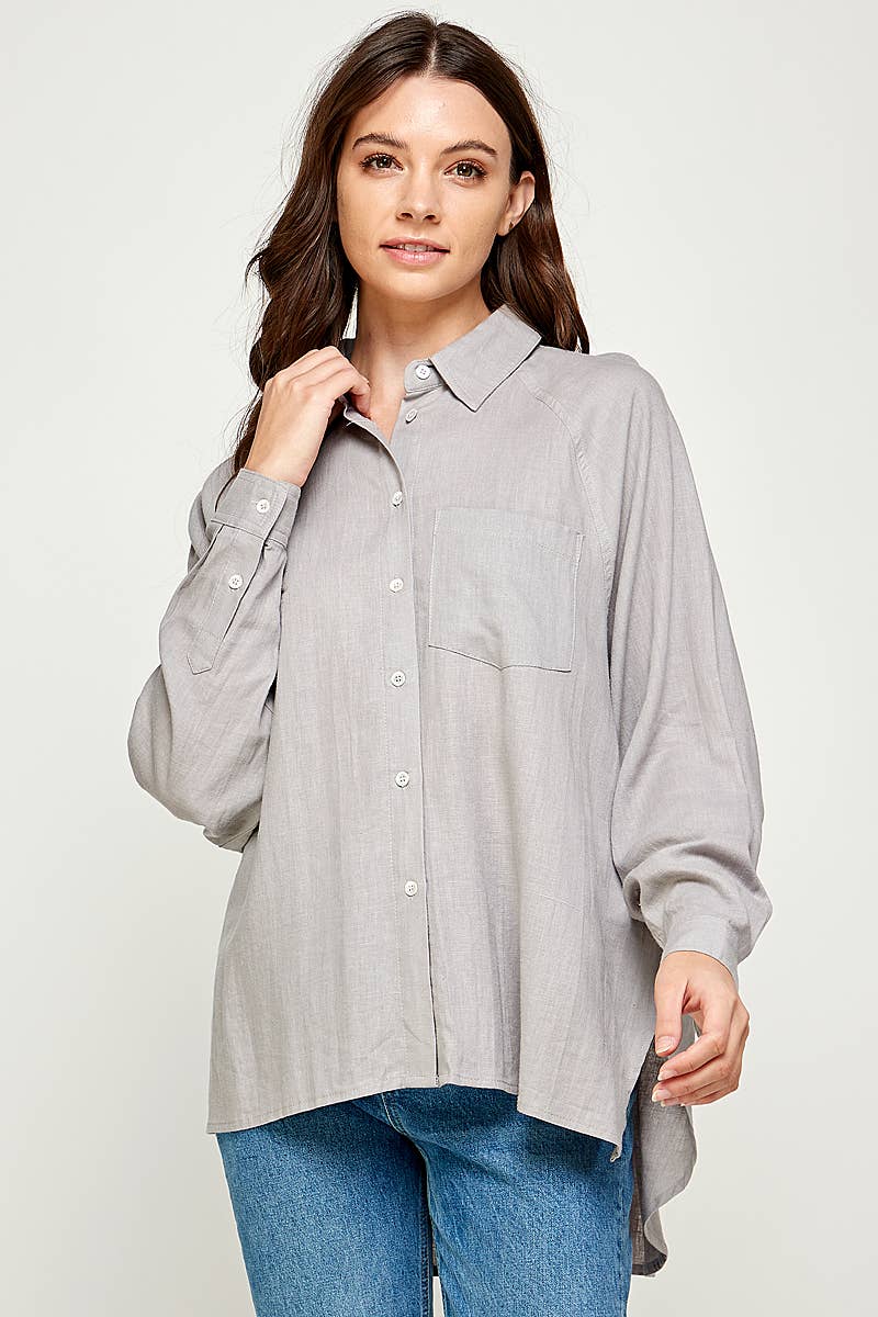 FUN2FUN - Wholesale Button Down Shirt - Women's - LINEN BLEND SHIRT12