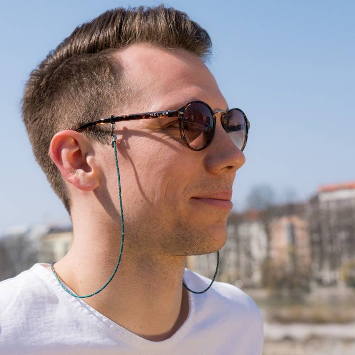 Cordão para óculos verde petróleo JADE soleash®, feito à mão por atacado de soleash