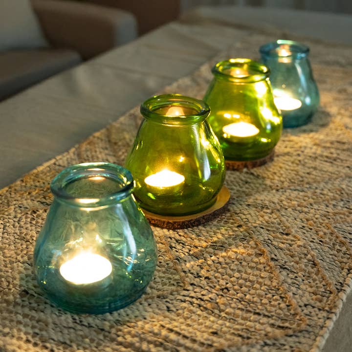 Recycled Glass colourful Tea Light Holder for wholesale by Jarapa