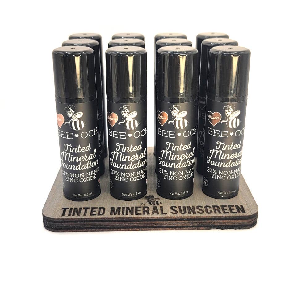BEE-OCH Organics - Wholesale Sunscreen - Tinted Mineral Sunscreen Bundle (12) + Engraved Display3
