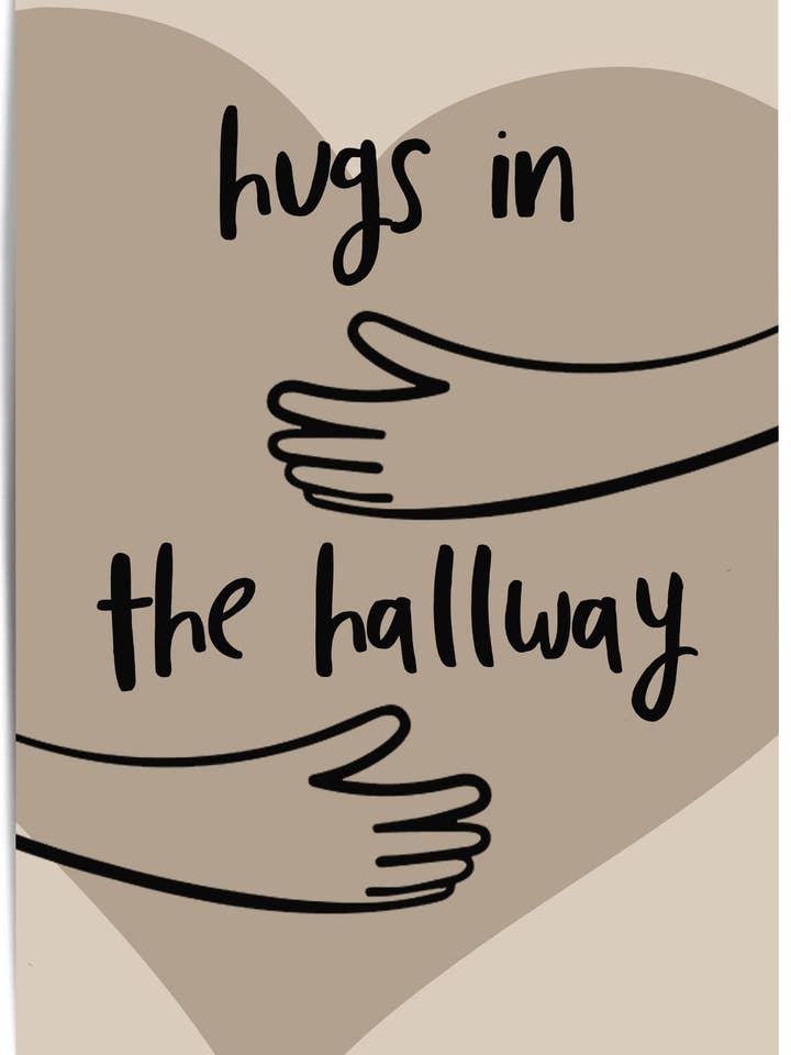 Hugs in the Hallway – Heartwarming Wall Art Print | Minimalist Line Drawing Poster for Cozy Entryways for wholesale by THE WALL HABITAT