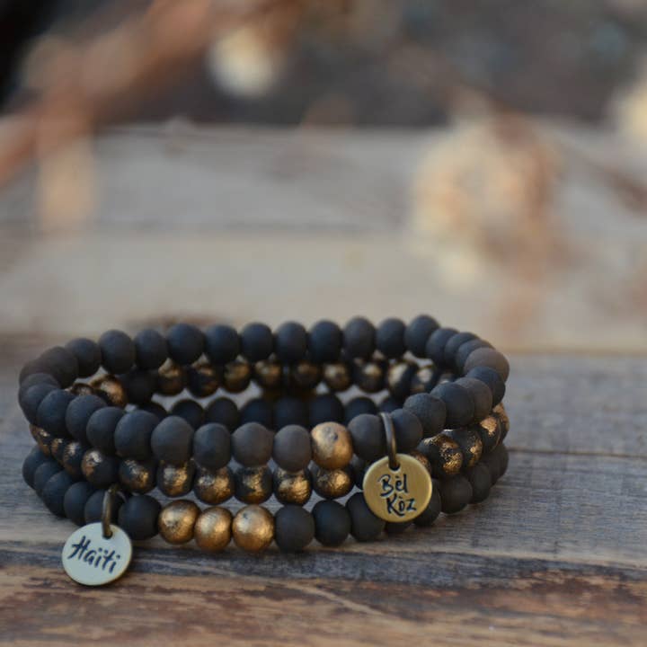 Bel Koz Haiti - Wholesale Beaded Bracelet - Zara Set of 3 | Bel Koz Dainty Pit Fire Clay Bead Bracelets2