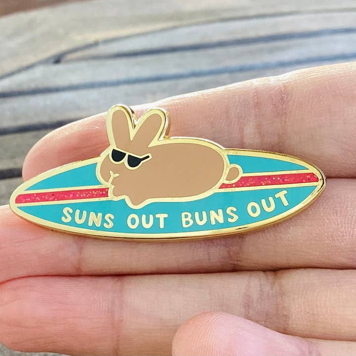 Suns Out Buns Out Bunny Enamel Pin for wholesale by Fubini Crafts