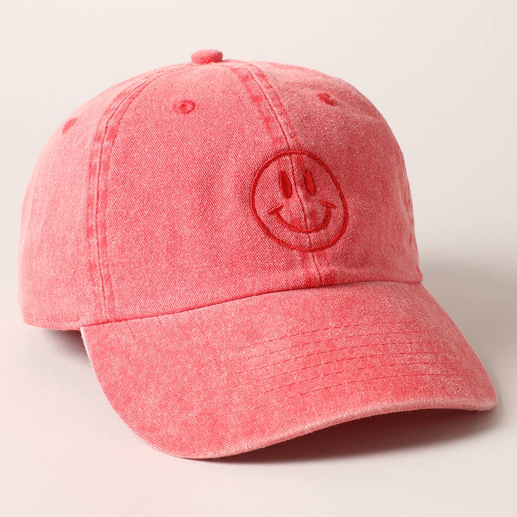 Fashion City - Wholesale Baseball Cap - Women's - Happy Face Embroidered Cotton Baseball Cap3