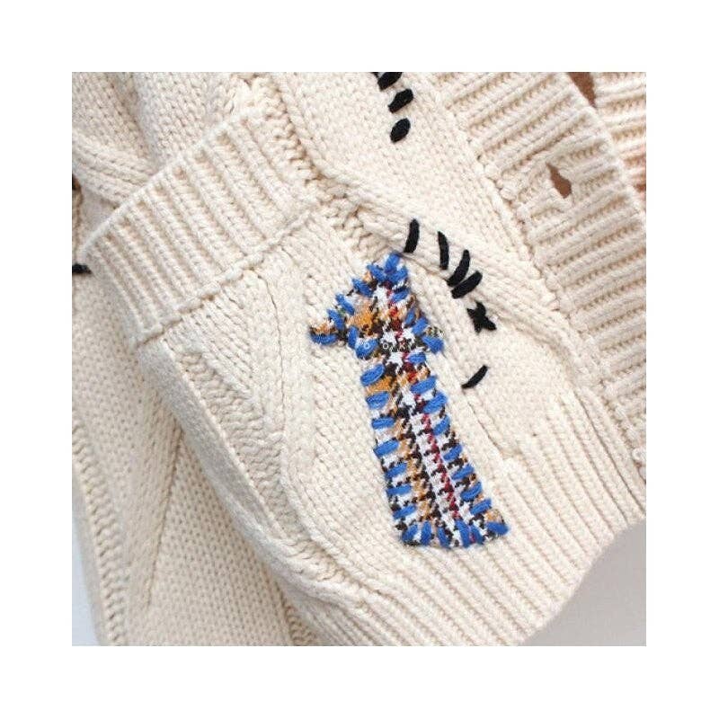 OceanusSwim - Vendita all'ingrosso Cardigan - Donna - Cardigan ampio ricamato alla moda e versatile4