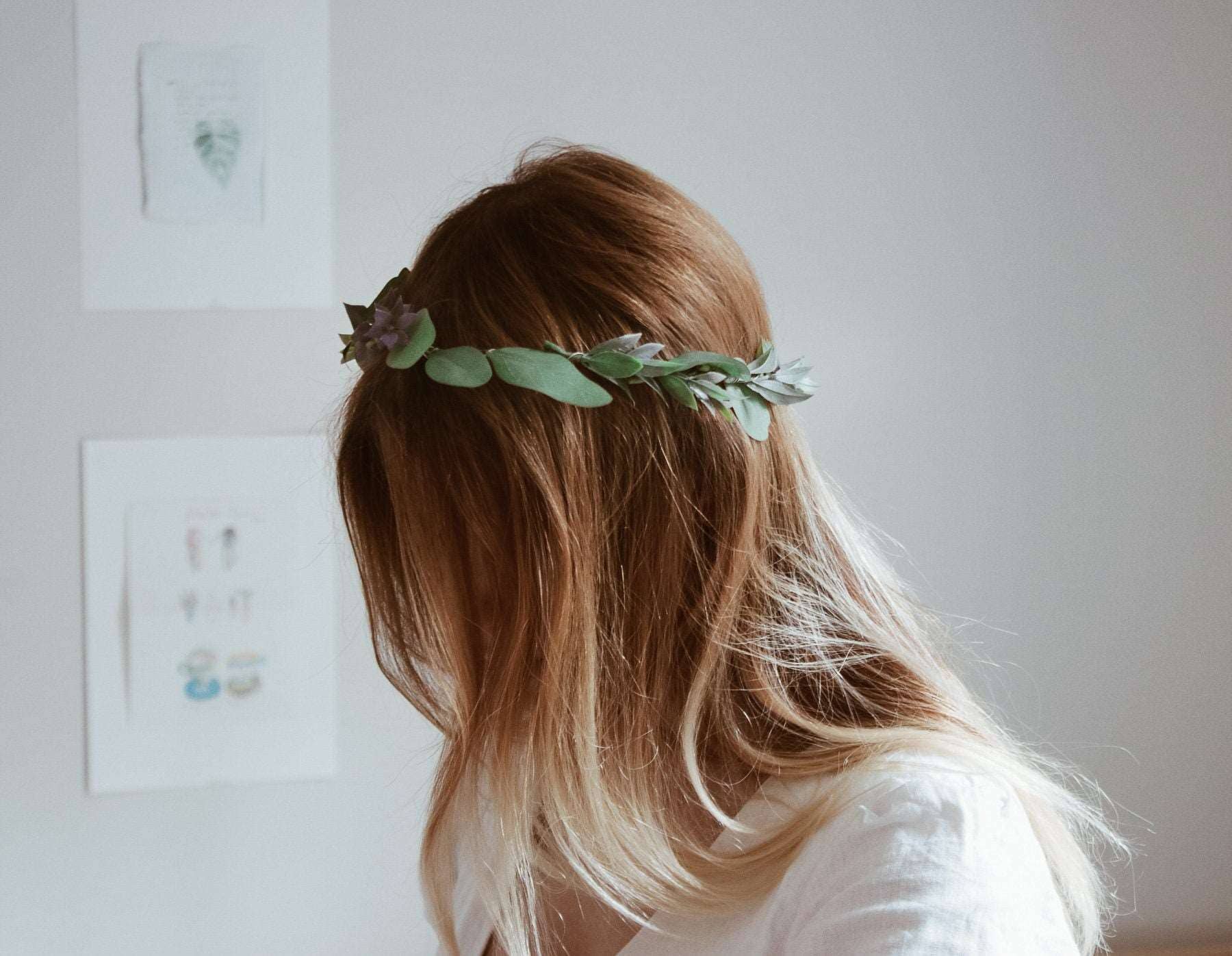 Hidden Botanics - Wholesale Fashion Headband - Women's - Boho Eucalptus Flower Crown, Green Flower Crown, Greenery, Eucalyptus Crown, Silver Dollar Eucalyptus, Wedding Crown, Boho Flower Crown8