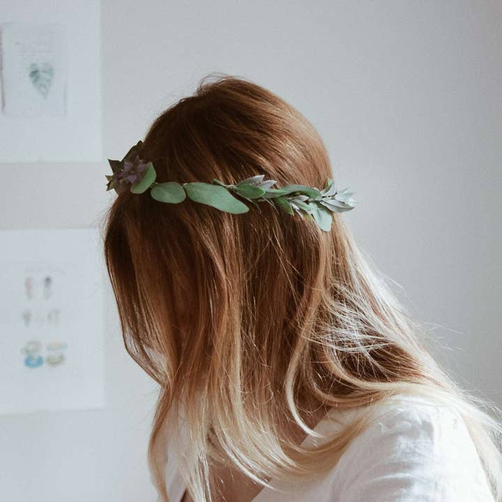 Hidden Botanics - Wholesale Fashion Headband - Women's - Boho Eucalptus Flower Crown, Green Flower Crown, Greenery, Eucalyptus Crown, Silver Dollar Eucalyptus, Wedding Crown, Boho Flower Crown8