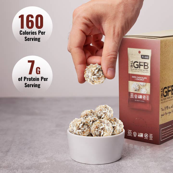 The GFB - Wholesale Snack Bar - The GFB Dark Chocolate Coconut Bites: Individually Wrapped