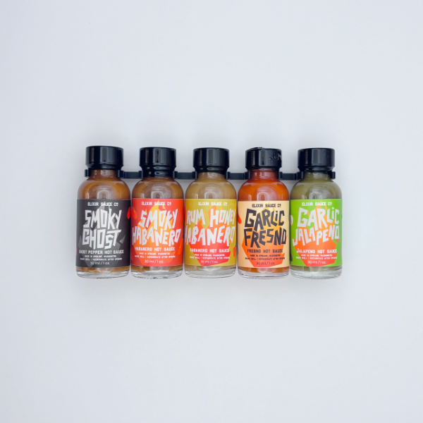Elixir Sauce Co - Wholesale Hot Sauce - Elixir Sauce Co Mini Bottle "Hot Sauce Flight" Gift Box 1