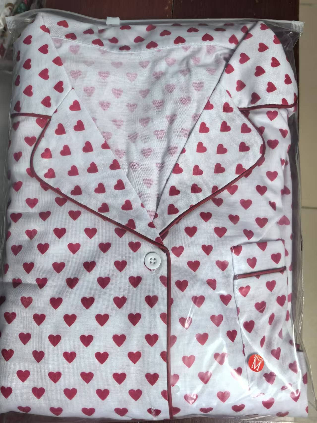 Rosa Clothing - Wholesale Sleepwear Set - Women's - Moonlite Valentine's Day red heart ribbon bow Pajamas set5