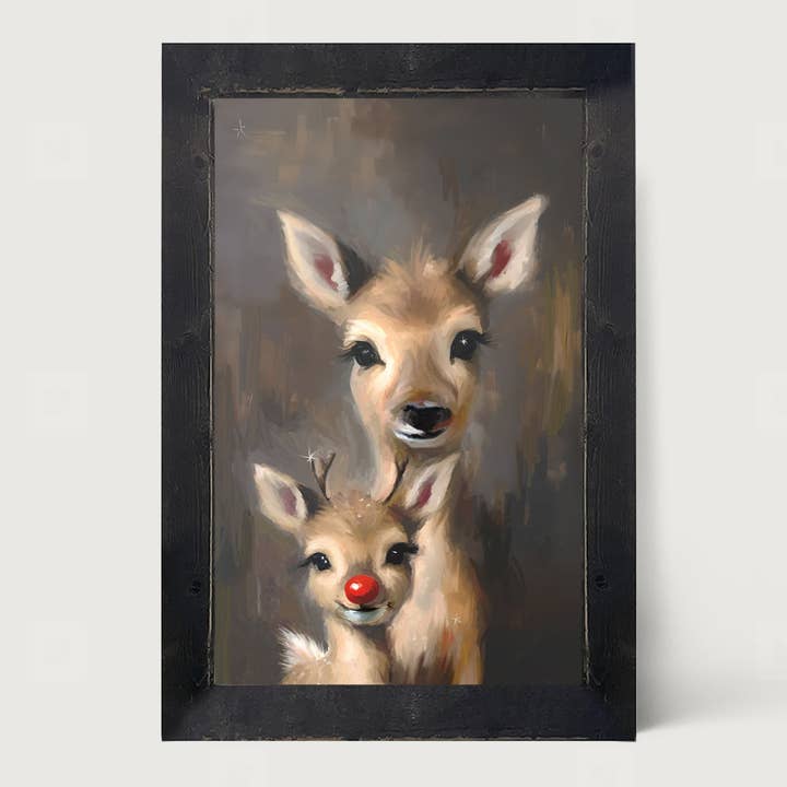 ginger blue - Wholesale Art Print - Rudolph and Mama - Vertical Frame2