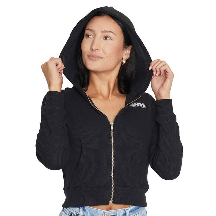 New Hampshire Wildcats Waffle Knit Zip Up Hoodie for wholesale by Lojo Collegiate Apparel