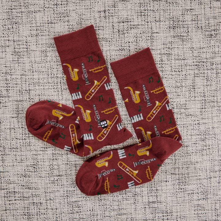Bonfolk - Wholesale Socks - Unisex - Jazz Maroon Socks
