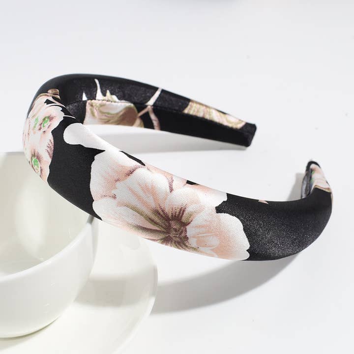 MKS America - Wholesale Fashion Headband - Women's - Fashionable Satin Floral Sponge Headband