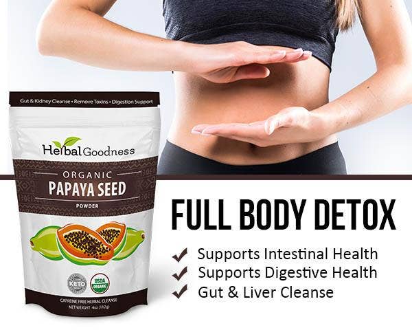 Herbal Goodness – wholesale Protein-/superfoodpulver – Papaya Seed Powder - Ekologisk 4oz - Detox, Njurar & Matsmältning - Växtbaserad godhet6