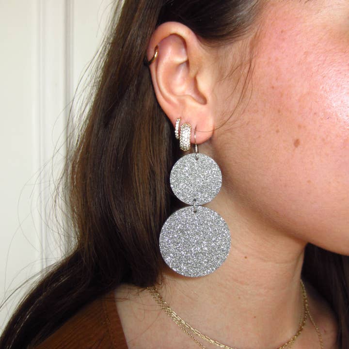 Nickel and Suede - Wholesale Dangle Earrings - Silver Sparkle Devon1