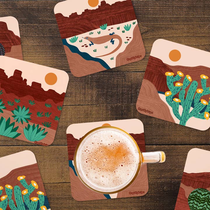 Coaster Set - The Southwestern Desert Landscapes for wholesale by Squidly Designs
